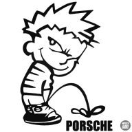 Calvin pisil Porsche - Szélvédő matrica